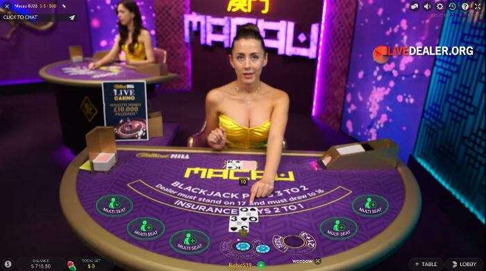 WH Macau private live blackjack